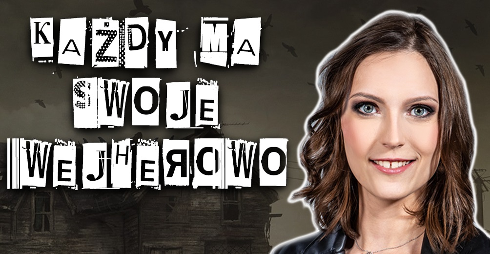 Grafika. Plakat. Po prawej stronie zdjęcie uśmiechniętej dziewczyny. To Magda Kubicka. Po lewej napis: Każdy ma swoje Wejherowo.