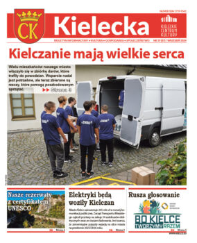 Grafika. Pierwsza strona biuletynu Kielecka nr 19. Tekst główny: Kielczanie mają wielkie serca