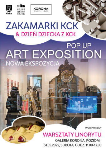 Grafika. Nowa ekspozycja Zakamarki KCK i dzień dziecka z KCK. Pop Up art Exposition Nowa ekspozycja. Warsztaty linorytu, 31 maja, sobota, godz. 11-13. Galeria Korona Poziom 1.