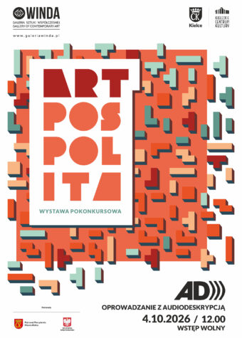 Grafika. Plakat oprowadzania z audiodeskrypcją po wystawie "Artpospolita". 4 października, godz. 12. Wstęp wolny.