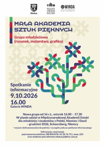 Grafika. Plakat Małej Akademii Sztuk Pięknych. Grupa młodzieżowa 9 października godz. 16.